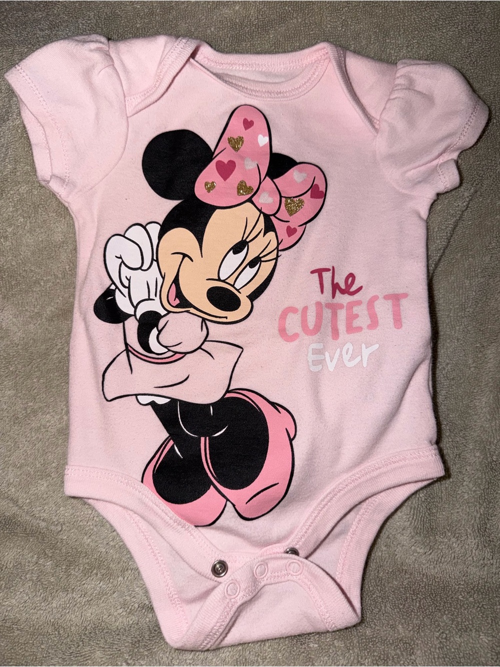 Disney Pink Minnie Mouse Graphic Baby One-Piece Bodysuit